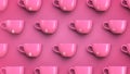 Tableware theme background. Pink mugs on pink background