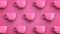 Tableware theme background. Pink mugs on pink background