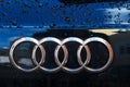 Audi company logo on wet car Royalty Free Stock Photo