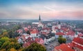 Tabor, Czechia. Aerial view of old town