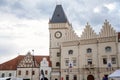 Tabor, South Bohemia, Czech Republic, 29 August 2021: Old Renaissance Town hall with clock tower and Hussitism museum on main