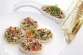 Tabouli on pita bread with spiced olive oil Royalty Free Stock Photo