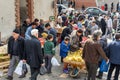 People on the fruct street bazaar in Tabriz. East Azerbaijan province. Iran Royalty Free Stock Photo