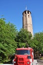 Tabriz firefighting historical tower and old model fire engines , Iran