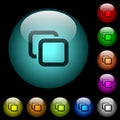 Tabs icons in color illuminated glass buttons