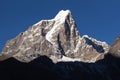 Tabuche peak and Cholatse peak - beautiful Himalayan mountains around the way to Everest base camp, Khumbu valley, Solukhumbu, Royalty Free Stock Photo