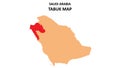 Tabuk map highlighted on Saudi Arabia map. Tabuk map on Saudi Arabia