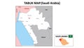 Tabuk map. Political map of Tabuk. Tabuk Map of Saudi Arabia with white color