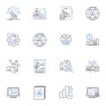 Tabulating line icons collection. Calculation, Tallying, Counting, Enumeration, Computing, Summing, Reckoning vector and Royalty Free Stock Photo