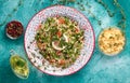 Tabule - an oriental salad, next to the ingredients