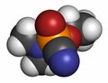 Tabun nerve agent molecule (chemical weapon). 3D rendering. Atoms are represented as spheres with conventional color coding: Royalty Free Stock Photo