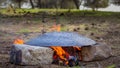 Tabun a traditional way of making daruze pita bread Royalty Free Stock Photo