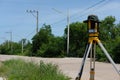 Tacheometer for land surveyor. theodolite equipment for geodetic survey Royalty Free Stock Photo