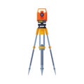 Tacheometer,Theodolite on Tripod, Geological Survey, Engineering Equipment for Measurement and Research Flat Style Royalty Free Stock Photo