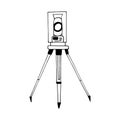 tacheometer, total station theodolite hand drawn doodle. , minimalism, scandinavian, monochrome, nordic, sketch. icon