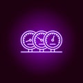 tachometer car outline icon in neon style. Elements of car repair illustration in neon style icon. Signs and symbols can be used Royalty Free Stock Photo