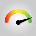 The tachometer, speedometer and indicator icon. Performance measurement symbol. Internet speed test logo. Stock - Vector