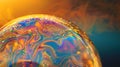 Tack-sharp photo of soap bubble surface, iridescent colors, macro view