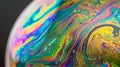 Tack-sharp photo of soap bubble surface, iridescent colors, macro view