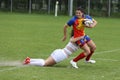 Tackle during female rugby game Royalty Free Stock Photo