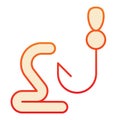 Tackle on hook flat icon. Worm on the hook orange icons in trendy flat style. Fishing bait gradient style design Royalty Free Stock Photo