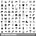 100 tackle icons set, simple style