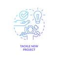 Tackle new project blue gradient concept icon