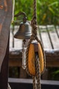 Tackle and the ship bell on a ship Royalty Free Stock Photo
