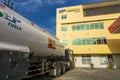 Tacloban, Leyte, Philippines - A gasoline truck parked at a small hotel