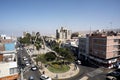 TACNA PERU city aerial view with main square arch and cathedral background