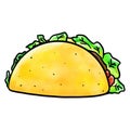 Taco with vegetables inside cartoon color illustration Royalty Free Stock Photo