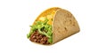 Taco with beef filling, lettuce, and cheese isolated on transparent background Royalty Free Stock Photo