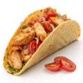 Taco with chicken and tomatoes isolated on transparent background Royalty Free Stock Photo