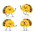 Taco. Cute fast food vector character set