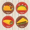 Taco day celebration mexican poster with tacos menu in wooden background