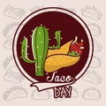 Taco day mexican food cartoon Royalty Free Stock Photo