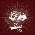 Taco day mexican food cartoon Royalty Free Stock Photo