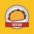 Taco day mexican food cartoon Royalty Free Stock Photo