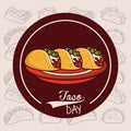 Taco day mexican food cartoon Royalty Free Stock Photo