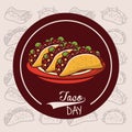 Taco day mexican food cartoon Royalty Free Stock Photo