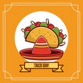 Taco day mexican food cartoon Royalty Free Stock Photo