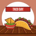 Taco day mexican food cartoon Royalty Free Stock Photo