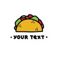 Taco doodle icon, vector illustration