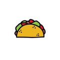 Taco doodle icon, vector illustration
