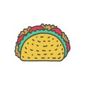 Taco drawing isolated. Mexican fast food. Food from mexico Tacos