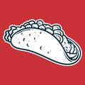 Taco - Drawing vector illustration, black and white colors, simple doodle hand drawn