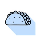 Taco flat line icon. Vector thin sign of mexican food