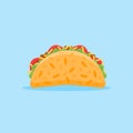 Taco flat style icon. Mexican fast food vector illustration.