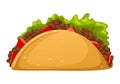 Taco food cartoon illustration icon. Isolated on white background. Vector Royalty Free Stock Photo