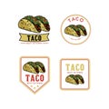 Taco food and restaurant logo design vintage